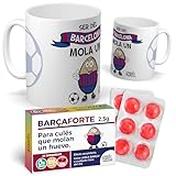 Taza para hinchas | Ser del Barcelona mola un huevo | Pack con Taza + Caramelos Divertidos | Regalo Original para Cules | Perfecto para Navidad o Cumpleaños | F.C Barcelona
