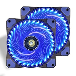 Conisy Silent Series 120mm Case Fan for Computer Case, LED PC Case Fan with 4pin Molex & 3pin Motherboard Connector – Blue (2 Pack)