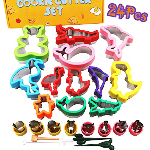 Cookie Cutters Set 24pcs Sandwich Cutter for Kids Mini Vegetable Cutter with Dinosaur
