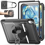 KAIJIAbox Case for iPad (A16) 11th/10th Generation 11/10.9 Inch 2025/2022, Full-Body Drop Protection with Screen Protector, Pencil Holder, 360° Rotate Stand&Hand Strap, Carrying Shoulder Strap, Black