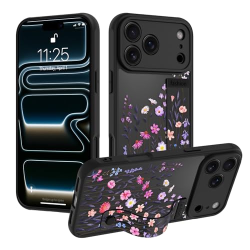 OOK Floral Flowers Phone Case with Strap Stand Fit for iPhone 17 Pro Max