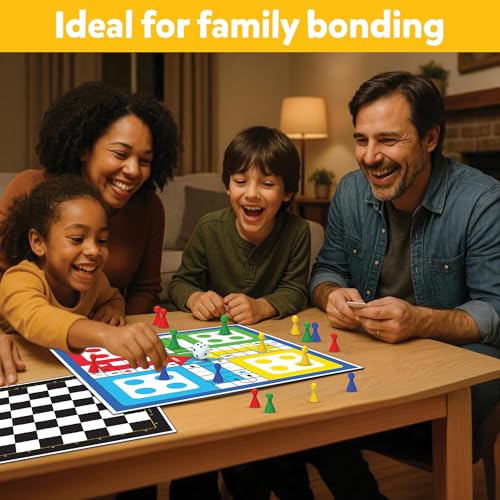 Image of 2 in 1 Ludo and Chess Board Game Set for Kids (Pack of 6) | 11 inchx11 inch Foldable Game Board with Pawns | Birthday Return Gifts for Kids Ages 6 7 8 9 10 11 12 | Gifting Set