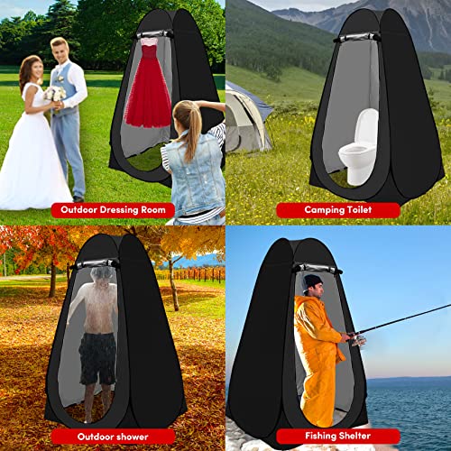 Tienda de Privacidad Pop Up, Tienda de Ducha y Cambio Portátil para Camping, Baño y Exteriores, Impermeable, Negro miniatura 6