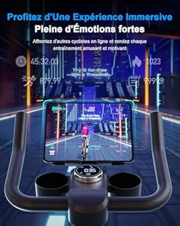 Copant Vélo d'Appartement pour La Maison avec Écran LCD et Application, Vélo d'Exercice d'Intérieur avec Résistance Magnétique Réglable, Capacité de Poids de 136 kg