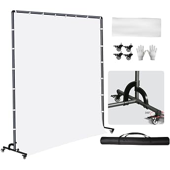7 x 6.5 ft movable white background stand with wheels white screen photo background fabric used for studio photography party stage product portrait photography live broadcast