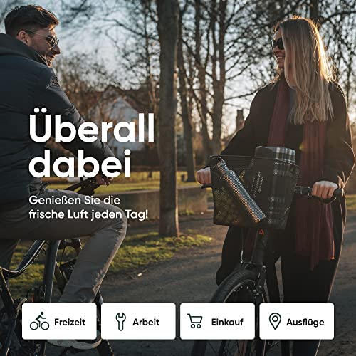EASYCLICK Fahrradkorb Vorne Abnehmbar [15L Volumen] Metall | Regenschutz | für E-Bikes und jeden Lenker geeignet | mit Klicksystem und Schnellbefestigung | Einkaufskorb mit Tragegriff, Schwarz