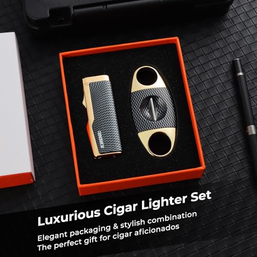 Set de Encendedor y Cortador Kirenp con Llama Quad Jet miniatura 5