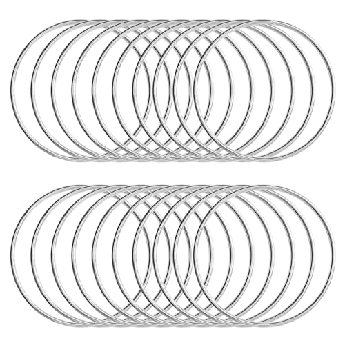 KALIONE Metallringe zum Basteln 20 Stück 8cm Silber Metallringe Metall Ringe Deko für Traumfänger Ring, Makramee Ring, Wickeltechnik, Floristik,Hochzeitskranz,Hoops
