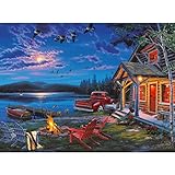 Rivers Edge Products LED Canvas Wall Art, 24 by 16 Inches, Fiber Optic Light Up Wall Decor, Battery Operated Lighted Canvas Print, LED Light Kitchen, Bedroom, or Home Decor, The Perfect Getaway