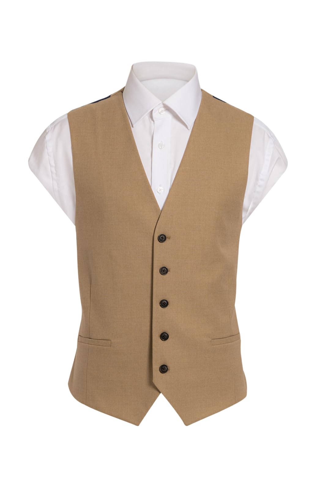 Dobell Mens Camel Brown Twill Waistcoat Regular Fit-L (42-44in)