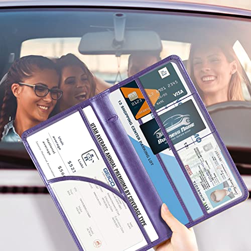 Image of CoBak Car Registration and Insurance Holder | Vehicle Glove Box Organizer, Auto Truck Compartment Document Case with Magnetic Closure for Insurance & Driver License