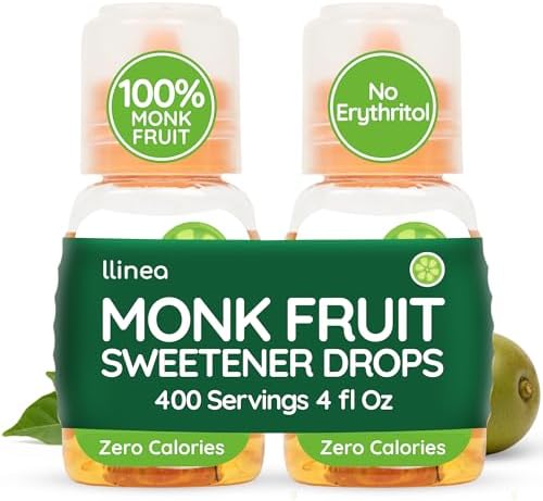 llinea Monk Fruit Sweetener, 100% Monk Fruit, 2 fl oz per Bottle, 2 Pack