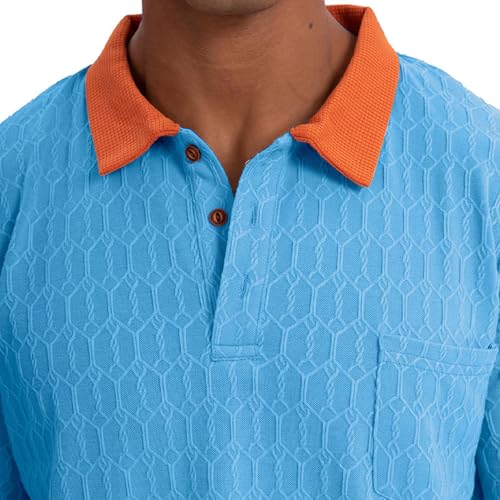 Cambkatl Men's Short Sleeve Lapel Collar Shirts, Color Block Loose Button Up Golf T-Shirt Versatile Casual Business Tops4