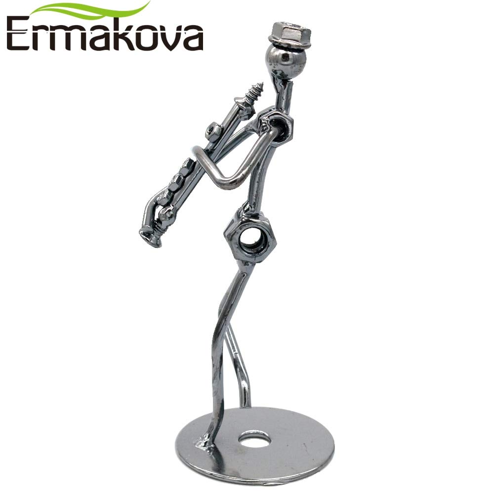 Buy Kiartten Ironman 5.1inMetal Musician Flute Player Sculpture