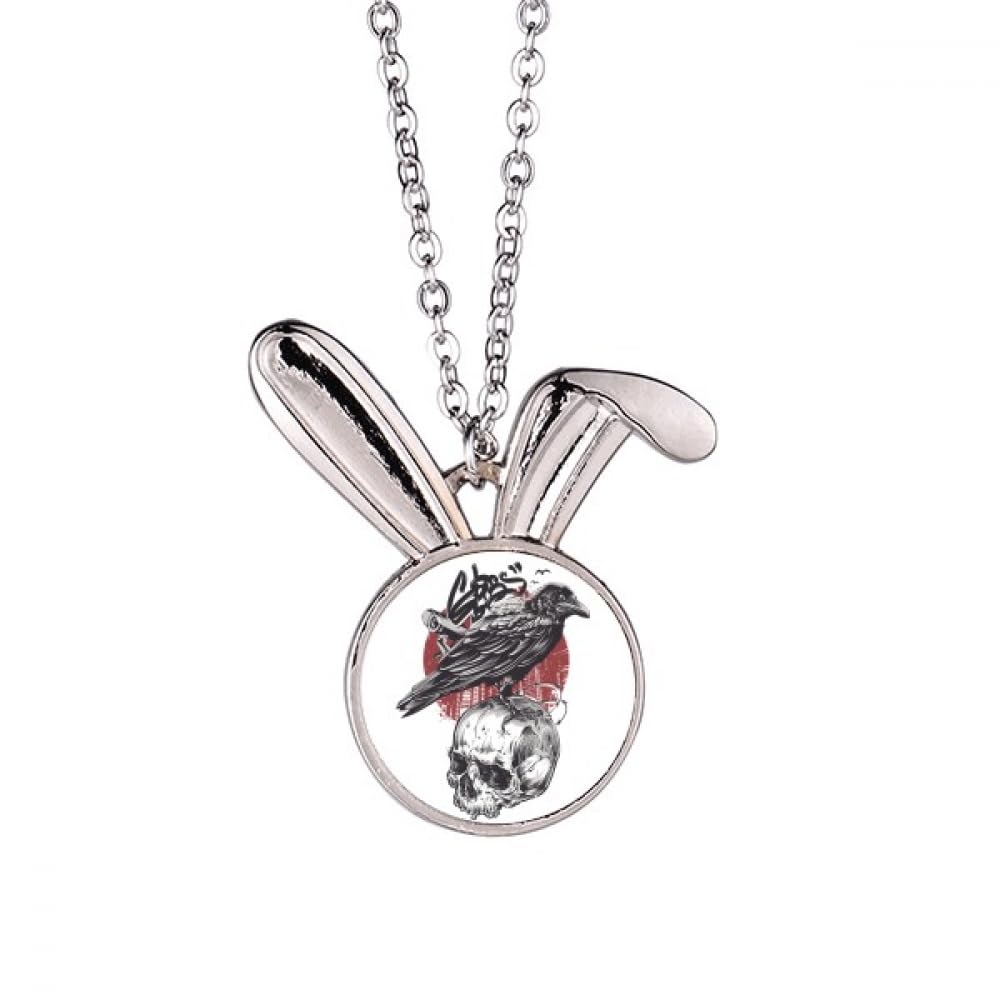 Collier avec pendentif lapin squelette humain gothique punk ras de cou