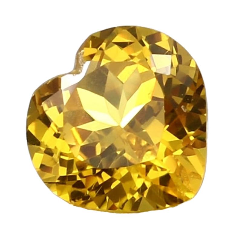 Saphir jaune naturel en cœur 11mm, pierre précieuse taillée pour haute joaillerie