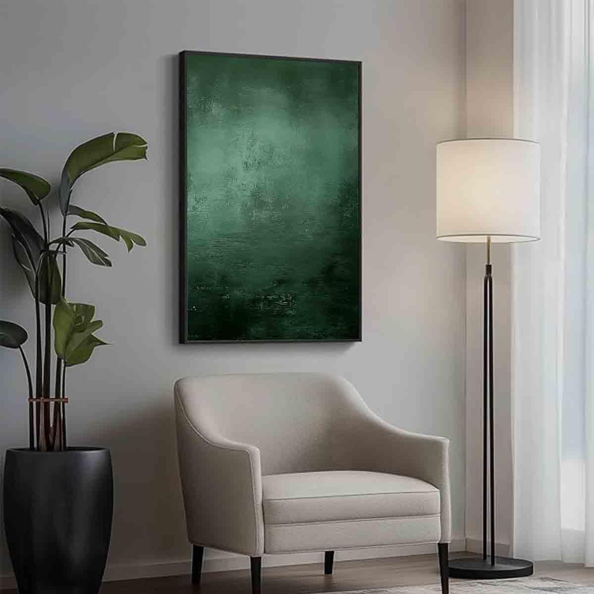 Mostemauo Green And Black Abstract Wall Art Canvas Dark Green Abstract Sage Picture Large Paintings Dark Emerald Pictures Minimalist Modern Abstract Painting Nordic decor 16x24inch No Frame - Image 3