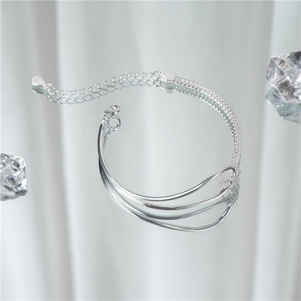 Armband Damen Silber,925 Sterling Silber Armband Minimalistische Knotenlinien Freundschaftsarmband Einstellbare Schmuckgeschenke Für Frau Freundin Zum Geburtstag