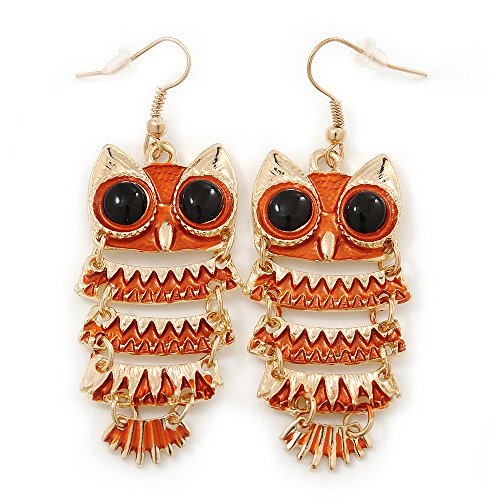 Boucles d'oreilles chouette orange 70 mm pour sublimer un visage