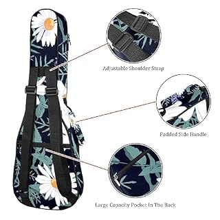 JRHEJTHH Durable Ukulele Bag Water Resistent Ukulele Case with Adjustable Shoulders for 21 23 24 inch Thick Padding White Flower - Les Beatles, Paul McCartney, John Lennon, RIngo Starr, George Harrison JRHEJTHH Durable Ukulele Bag Water Resistent Ukulele Case with Adjustable Shoulders for 21 23 24 inch Thick Padding White Flower – Image 3