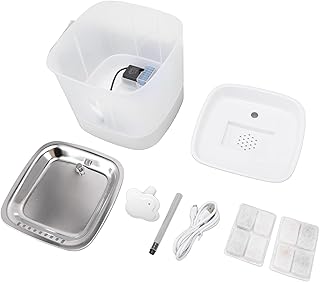 HERCHR Fonte de 2,5 L, 2 modos, tigelas para cães, gatos, filhotes, bebedouro automático de água para gatos com filtragem dupla, para cães e gatos