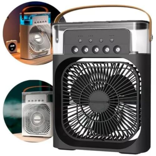 Ventilador Portátil de Mesa Umidificador, Climatizador Três Modos de Temporização, Ajuste Vertical,
