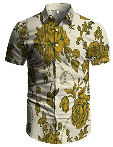 RPOVIG Beach Outfit Matching Shirts Shorts Men's Hawaiian Festival Floral Clothes 2 piece Sets with Bucket Hat3