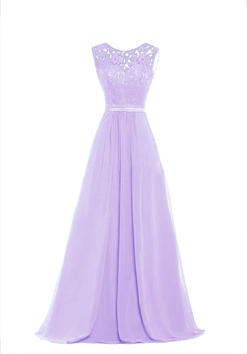 Lecureler Women's Lilac Illusion Lace Prom Bridesmaid Dress Size 20