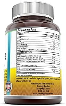 Amazing Omega 3.6.9 1200mg,Softgels (Non GMO,Gluten Free) Unique Formula combining Flaxseed Oil 400 mg,Fish Oil 400 mg and Borage Oil 400 mg*Rich in Omega-3,omega-6 and Omega-9 Fatty Acids*(120 Count)