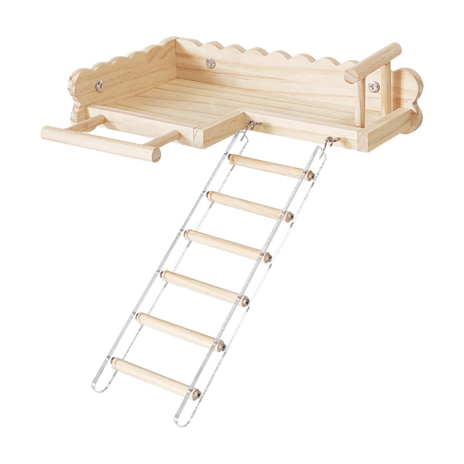 Baoblaze Vogelsitzplattform mit Leiter, Vogelkletterleiter aus Holz, Vogelkäfigständer, Spielzeug, Papageienständer für Wellensittiche, Sittiche,