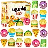 24 Pcs Food Slow Squishy Toys Soft Stress Relief Fidgets Toys for Kids Boys Girls Goodie Bag Christmas Stocking Stuffers Party Favors Treasure Box Classroom Prizes Carnival Gifts