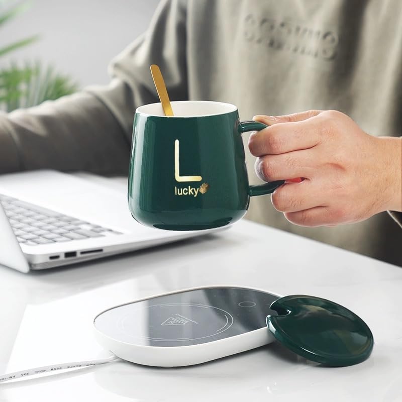 Set regalo, set di tappetini elettrici USB per tazza da caffè, scaldabagno per tè al latte, scaldabagno, sottobicchiere a temperatura costante per casa e ufficio (verde)
