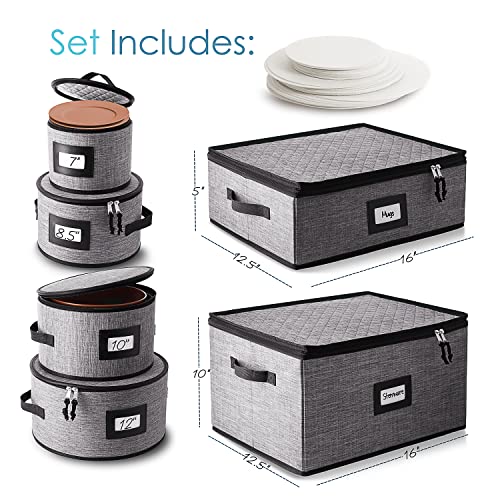 Image of Hearth & Harbor Fine China Storage Containers Hard Shell 6 Piece Set, Grey