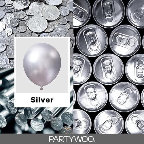 Image of PartyWoo Silver Balloons 130 pcs Different Sizes of 18 12 10 5 Inch Silver Balloon Arch Kit Garland for Birthday Graduation Bachelorette Engagement Bridal Shower Wedding Party Decorations Silver-G102