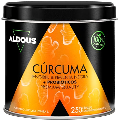 250 Cápsulas PROBIÓTICOS + BIO Cúrcuma con Jengibre y Pimienta Negra - 1460mg - con Curcumina y Piperina - Antiinflamatorio Natural - Fórmula Avanzada - Certificación Ecológica