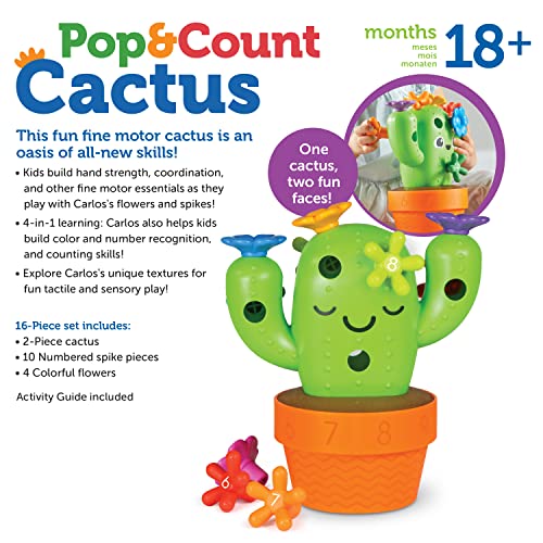 Learning Resources Carlos the Pop & Count Cactus - 16 Pieces, Age 18+ Months Toddler Learning Toys, Preschool Toys, Educational Toys for Kids - Image 7