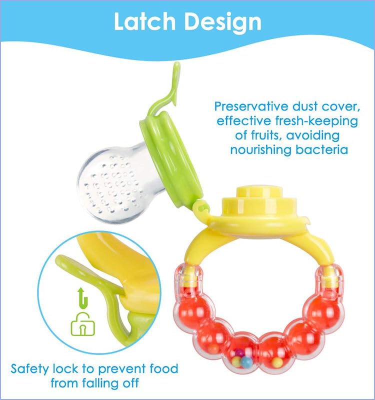 Image of Baby Skin Care Powder Talcum Puff Case Cum Container Box With Fruit Feeder Nibbler Teether For Babies /Kids /Toddler /New Born BPA Free (PATTERN 53)