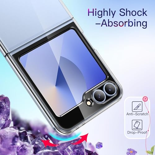 Image of SQUIF Case for Samsung Galaxy Z Flip 6 (2024), Transparent Back Cover with Drop & Camera Protection (Clear)