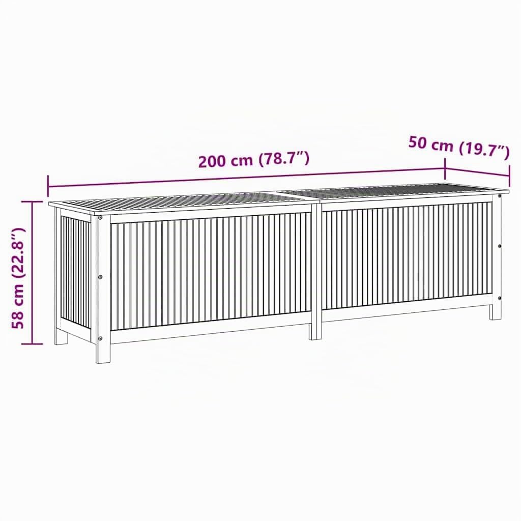 vidaXL Contenitore da Giardino 200x50x58cm Legno Massello Acacia