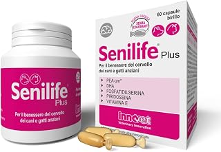 Senilife Plus Unterstützung geistiger Fitness bei älteren Hunden & Katzen | 30 PEA Kapseln für Senioren, Für normale Gehirnfunktion, Mit PEA-um, DHA aus Fischöl, Phosphatidylserin & Vitamin B6 und E