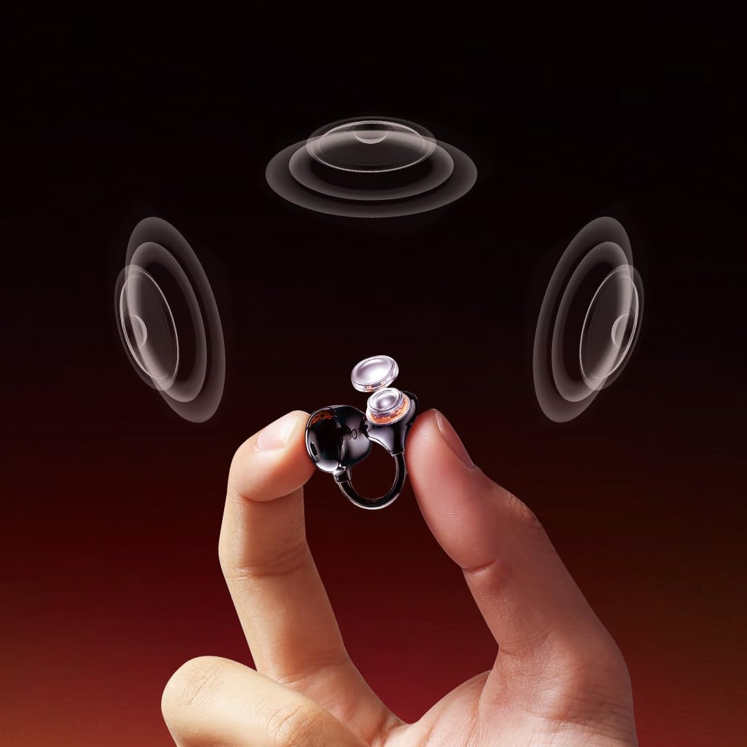 pamu Clip-On Open Ear Earbuds Wireless Bluetooth Headphones for Running Workout Sport Ultra-Light Comfort Deep Bass Powerful Sound Auto L-R Recognition Black (S80 Black)