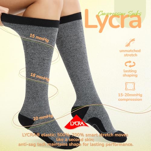 Iambamboo Merino Wool Compression Socks for Women Men, 15-20 mmHg Knee High Socks for Flying, Travel, Running by Iambamboo - Used condition - Image 5