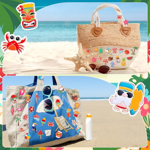 Image of Giegxin 40 Pcs Summer Enamel Pins Bulk Hawaiian Brooch Pins Beach Backpack Pins Tropical Button Pins Cute Cartoon Pineapple Watermelon Coconut Tree Lapel Pin for Hawaiian Party Festival Gifts