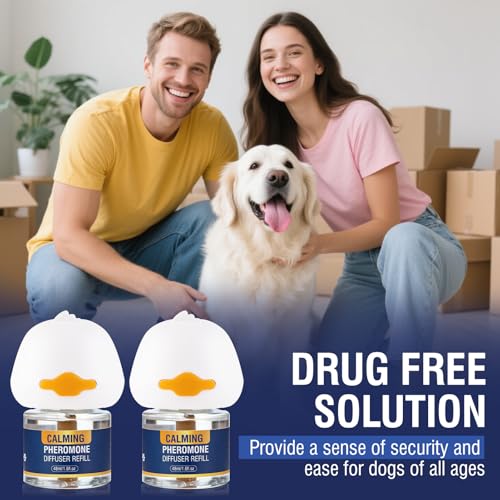 Piuess Pheromone Hund 4 In 1 Kit Dog Diffuser Calming Beruhigender (2 Beruhigung Steckdose +2 Nachfüllflakon) Beruhigungsmittel Zur Reduktion Von äNgstlichem Verhalten Gewitter Feuerwerk Geschmacklos