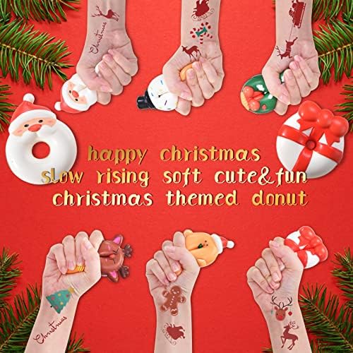 AMIAO 6 Pack Christmas Donut Squishies Toys Slow Rising Kawaii Soft Novelty Squishy Toys, Squeeze Toys for Girls Boys Kids Adults Stress Relief Gifts