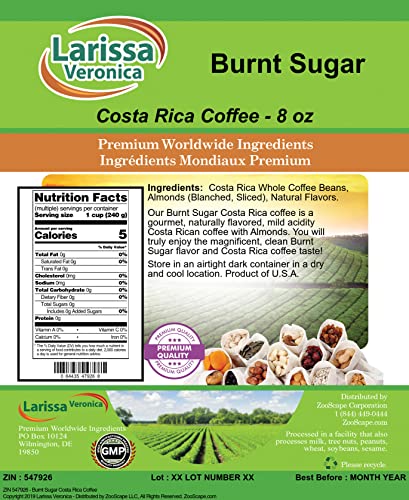 Burnt Sugar Costa Rica Coffee (Gourmet, Whole Beans) 8 oz x2 miniatura 2