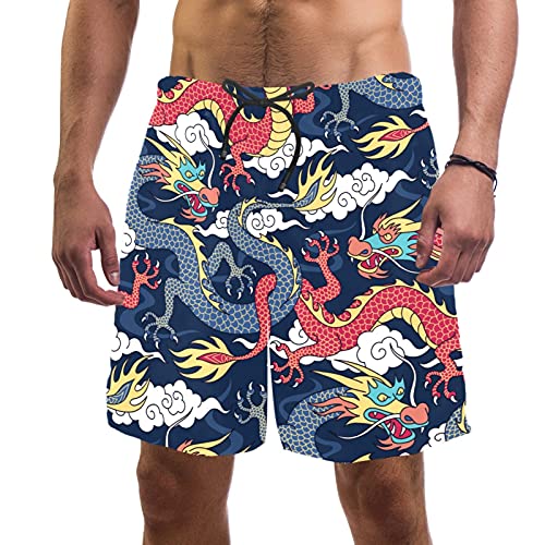 Short de bain pour homme à motif dragon idéal pour vos vacances à la plage et sessions piscine