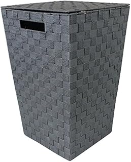 JVL Grey Tapered Laundry Basket with Inset Handles