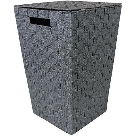 JVL Grey Tapered Laundry Basket with Lid Cover