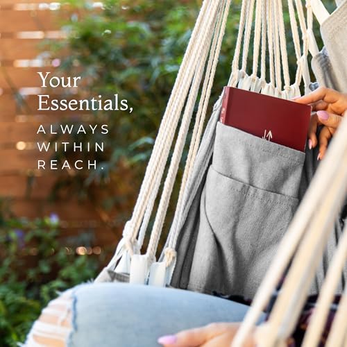 Image of Hanging Hammock Chair Swing - Hanging Chair Outdoor & Indoor - Hammock Swing Chair - Quick & Easy Setup with Hardware Kit - Upgraded UV-Resistant Polyester Straps, Durable & Spacious Full-Body Support